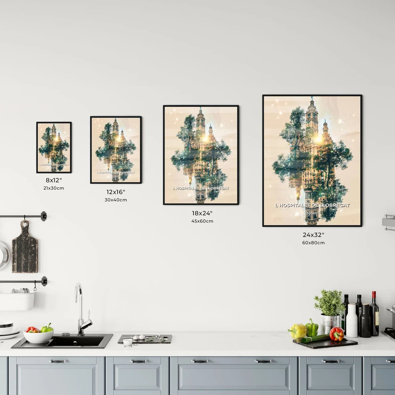 Barcelona Suburb City Lights Art Print Office Art