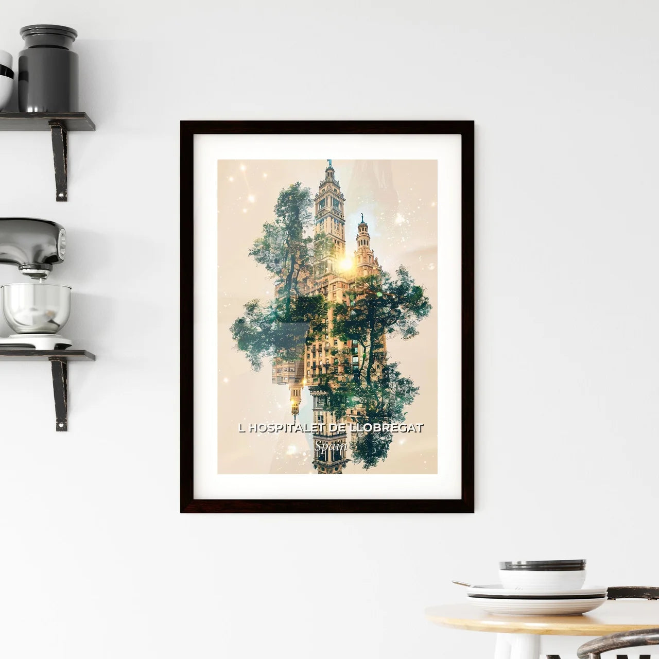 Barcelona Suburb City Lights Art Print Framed Print