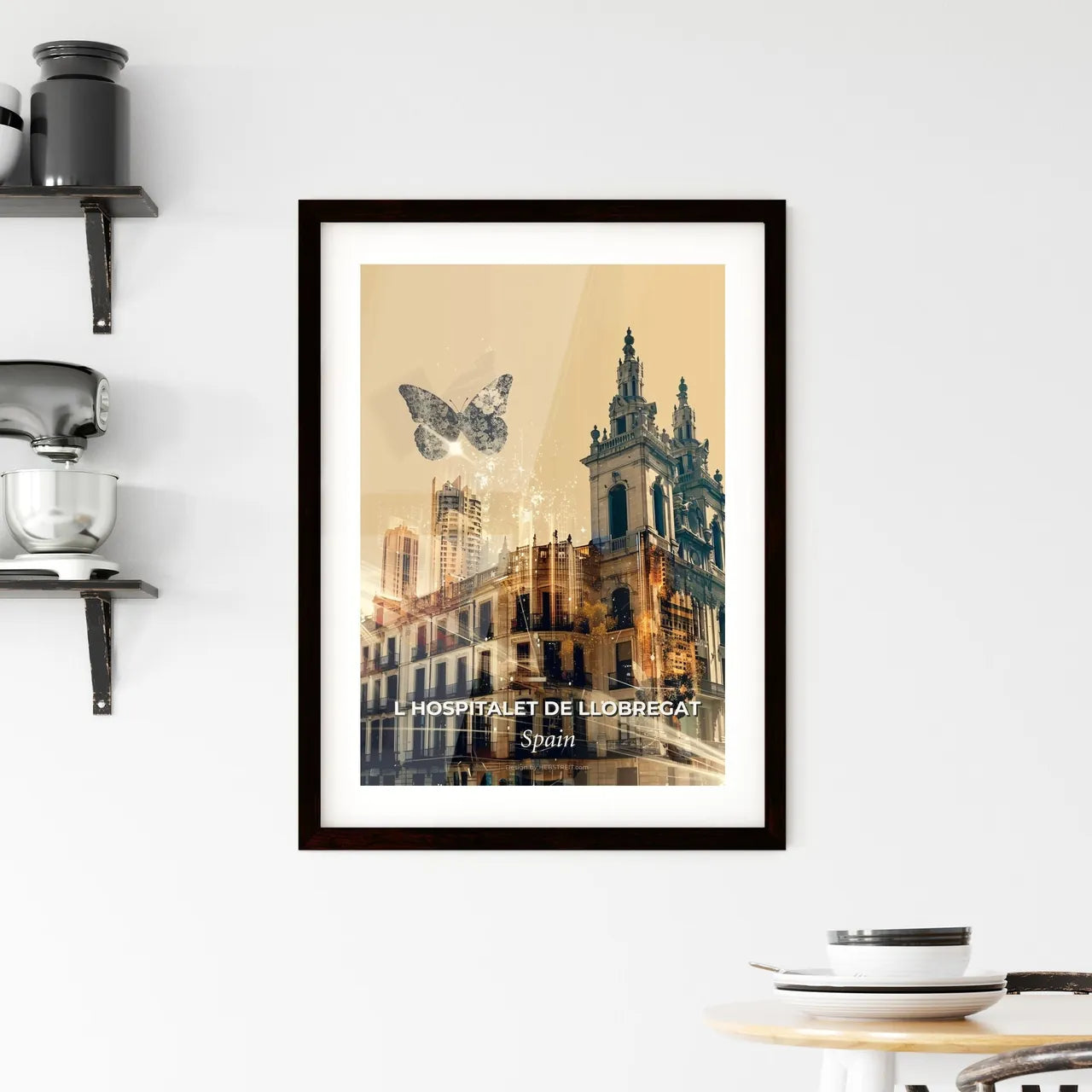 L Hospitalet De Llobregat City Skyline Art Poster Framed Print