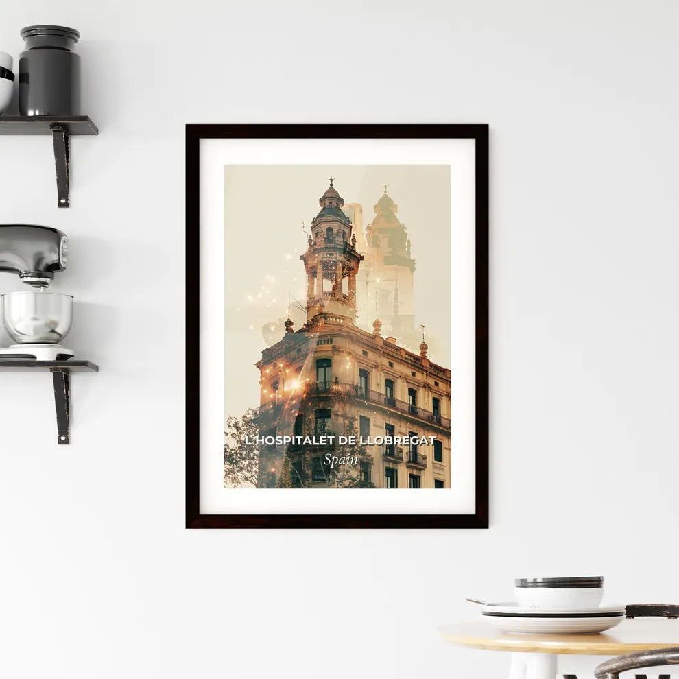 L Hospitalet de Llobregat Skyline Composite Art Poster Framed Print