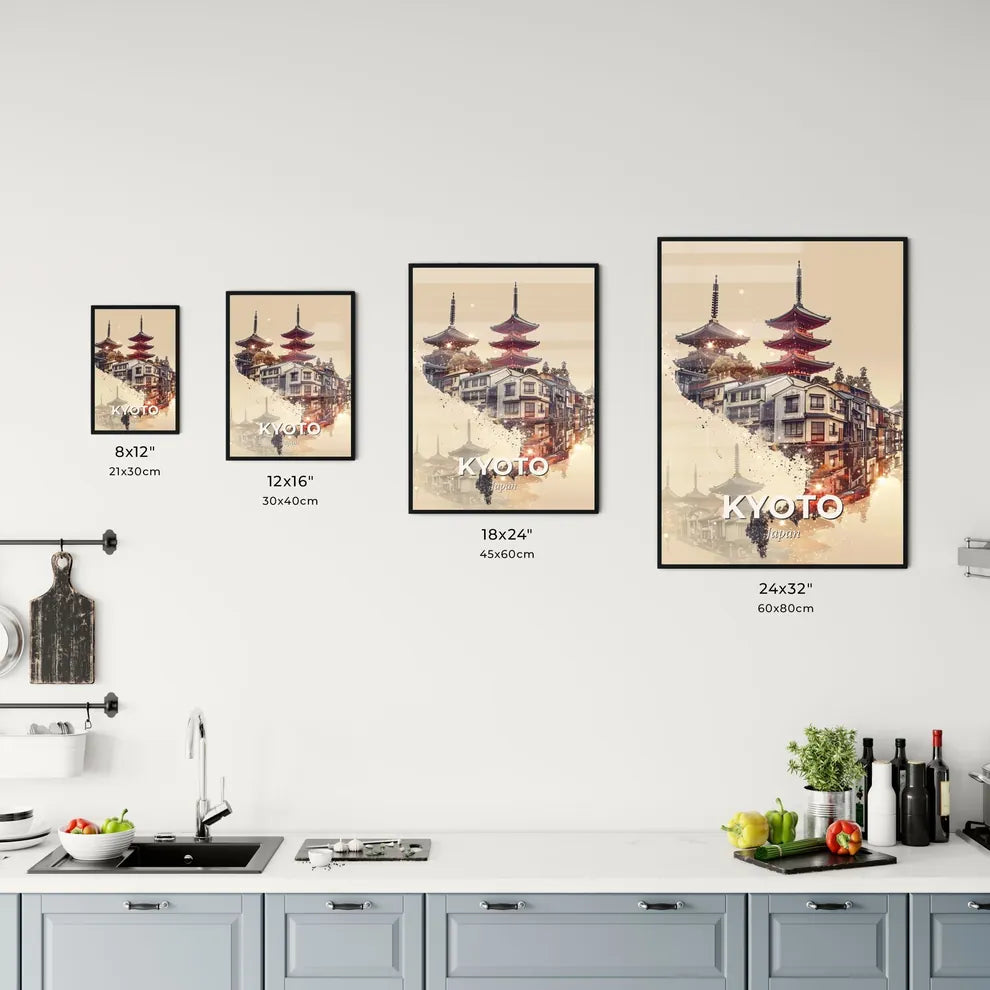 Kyoto Skyline Art Poster Office Art