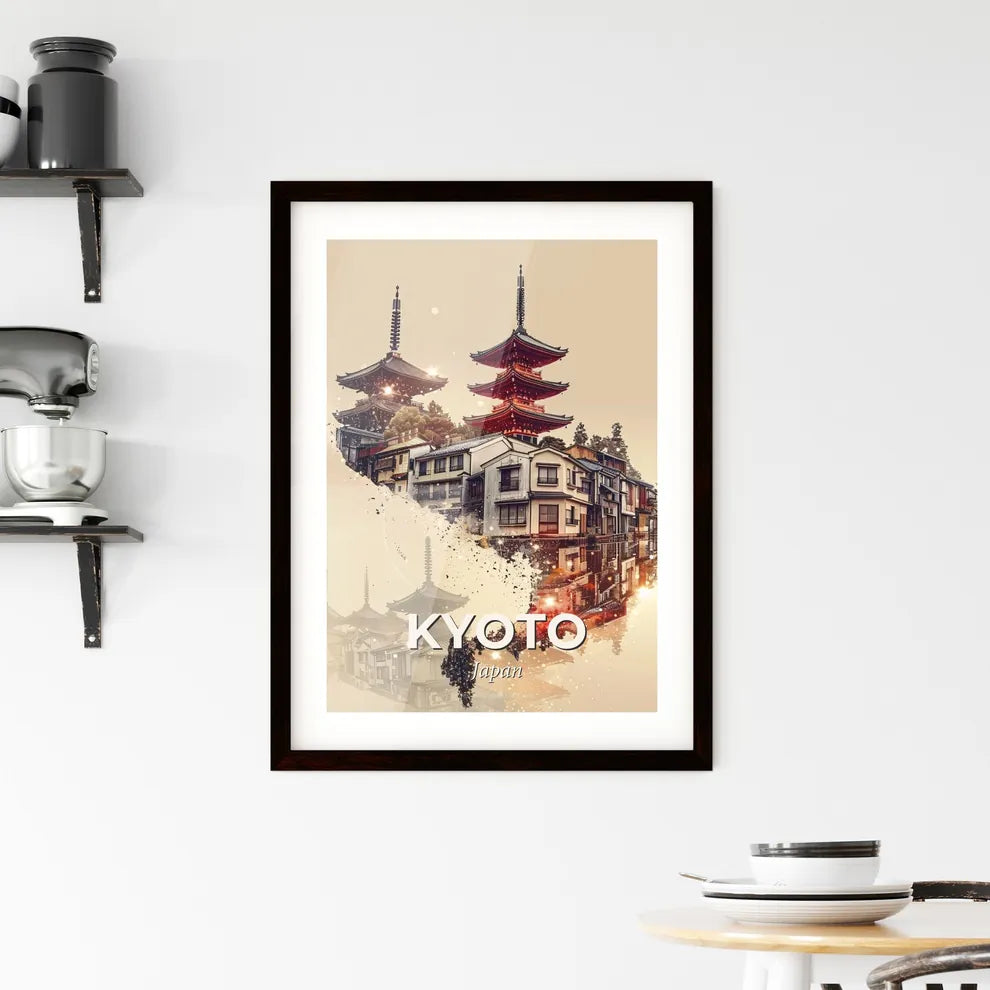 Kyoto Skyline Art Poster Framed Print
