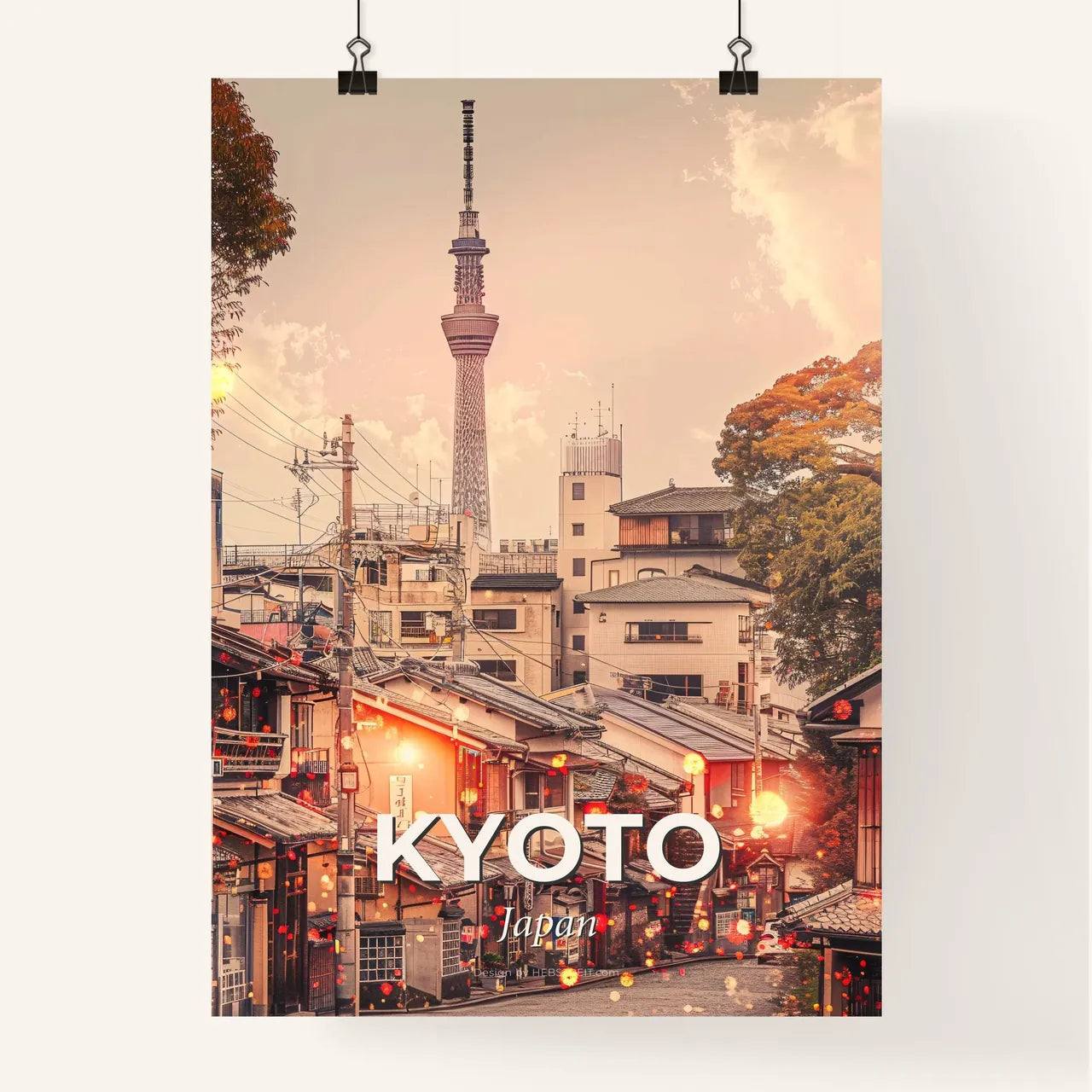 Kyoto Skyline Minimalist Japanese Poster Poster