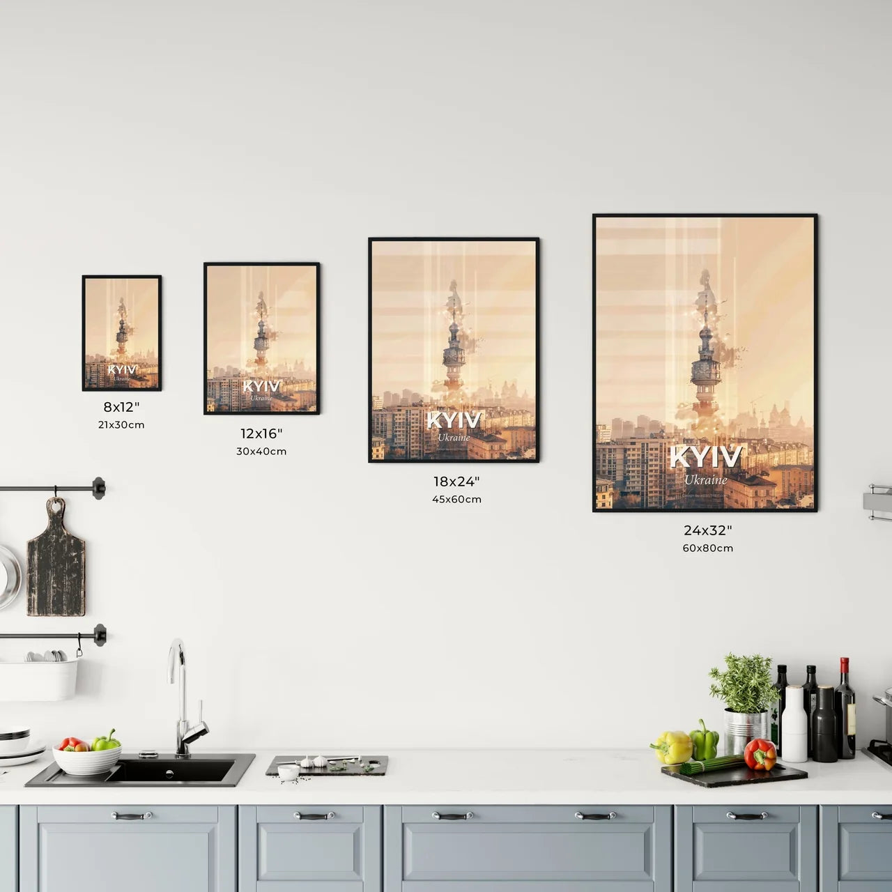 Kyiv City Icons Artistic Double Exposure Skyline Office Art