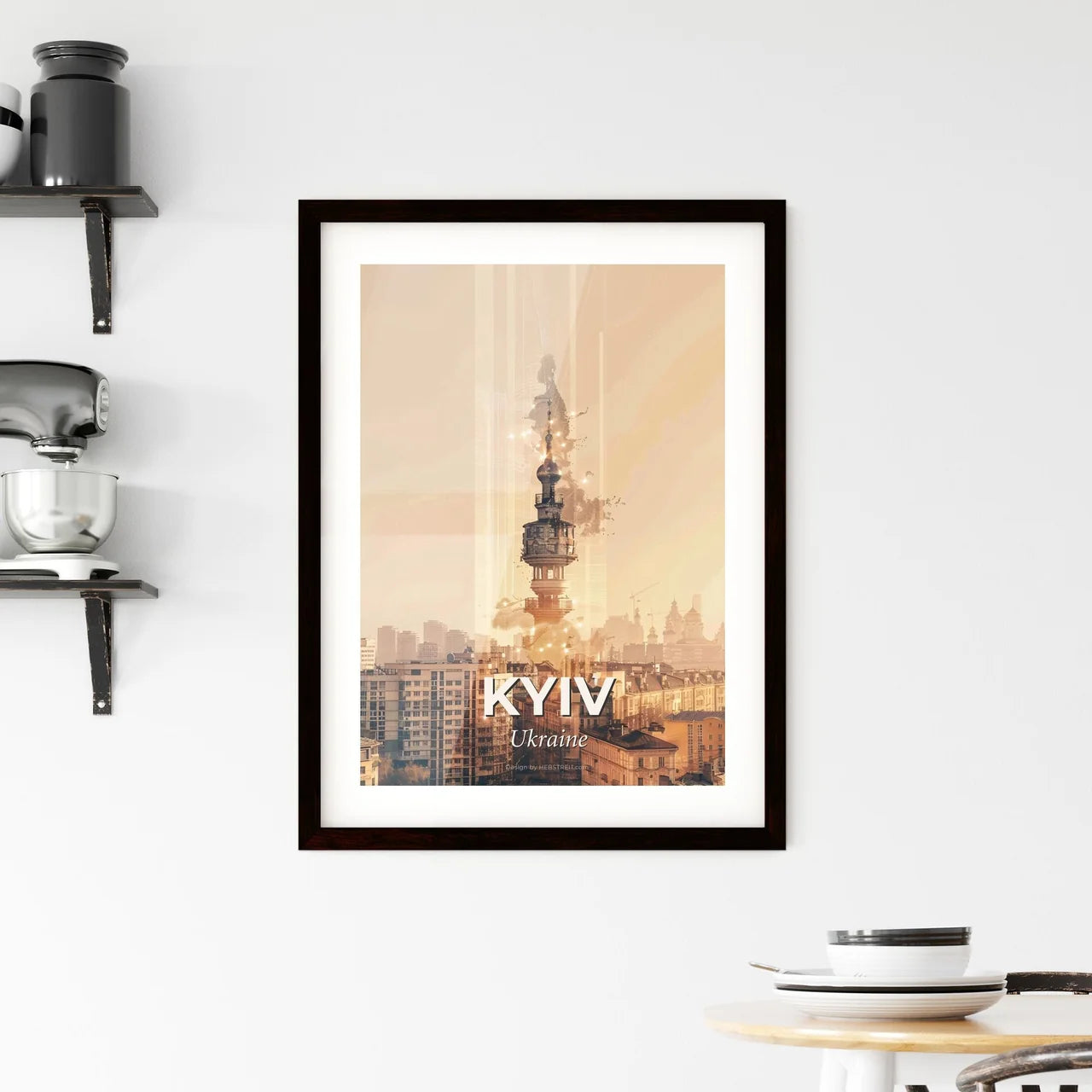 Kyiv City Icons Artistic Double Exposure Skyline Framed Print