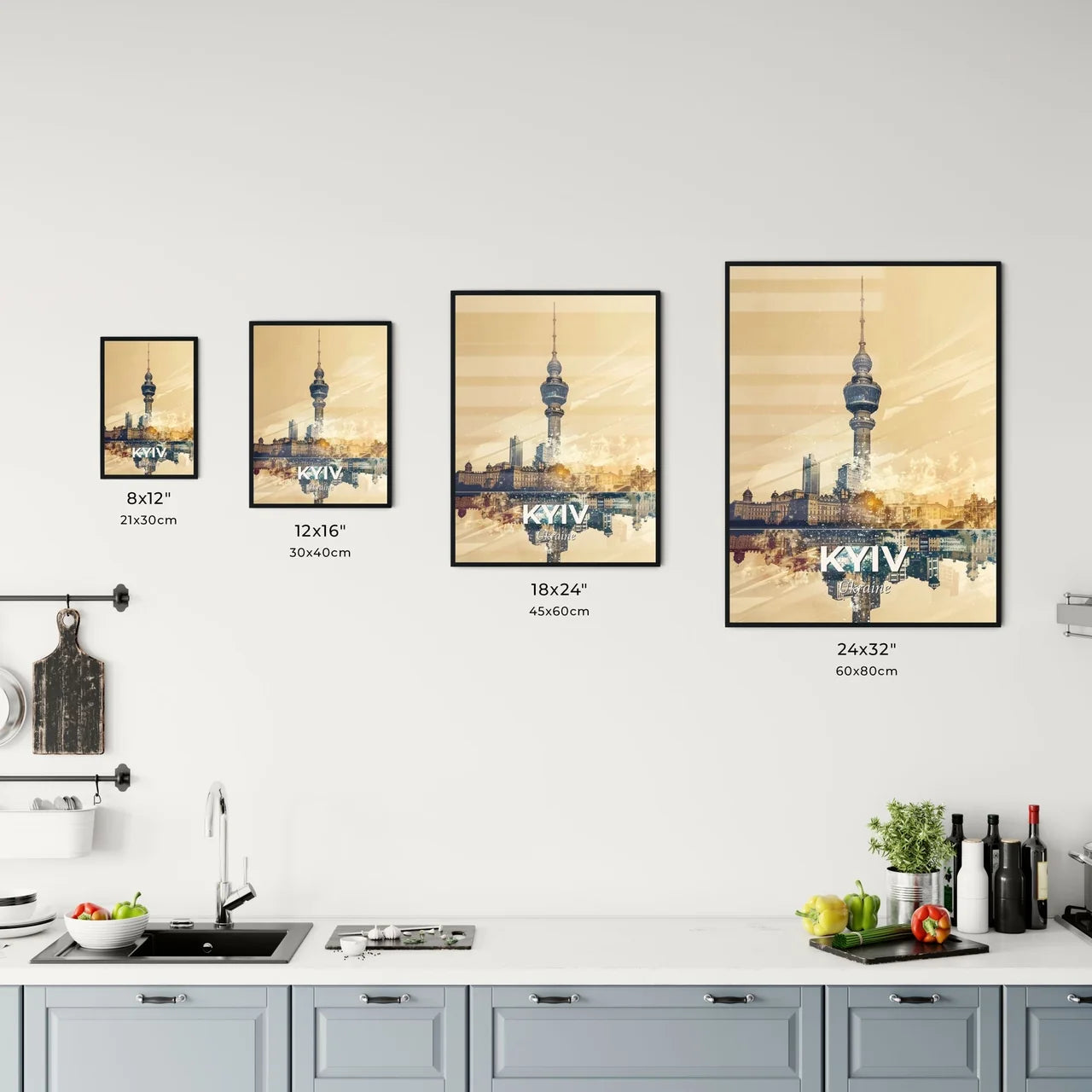 Kyiv Skyline Double Exposure Cityscape Poster Office Art