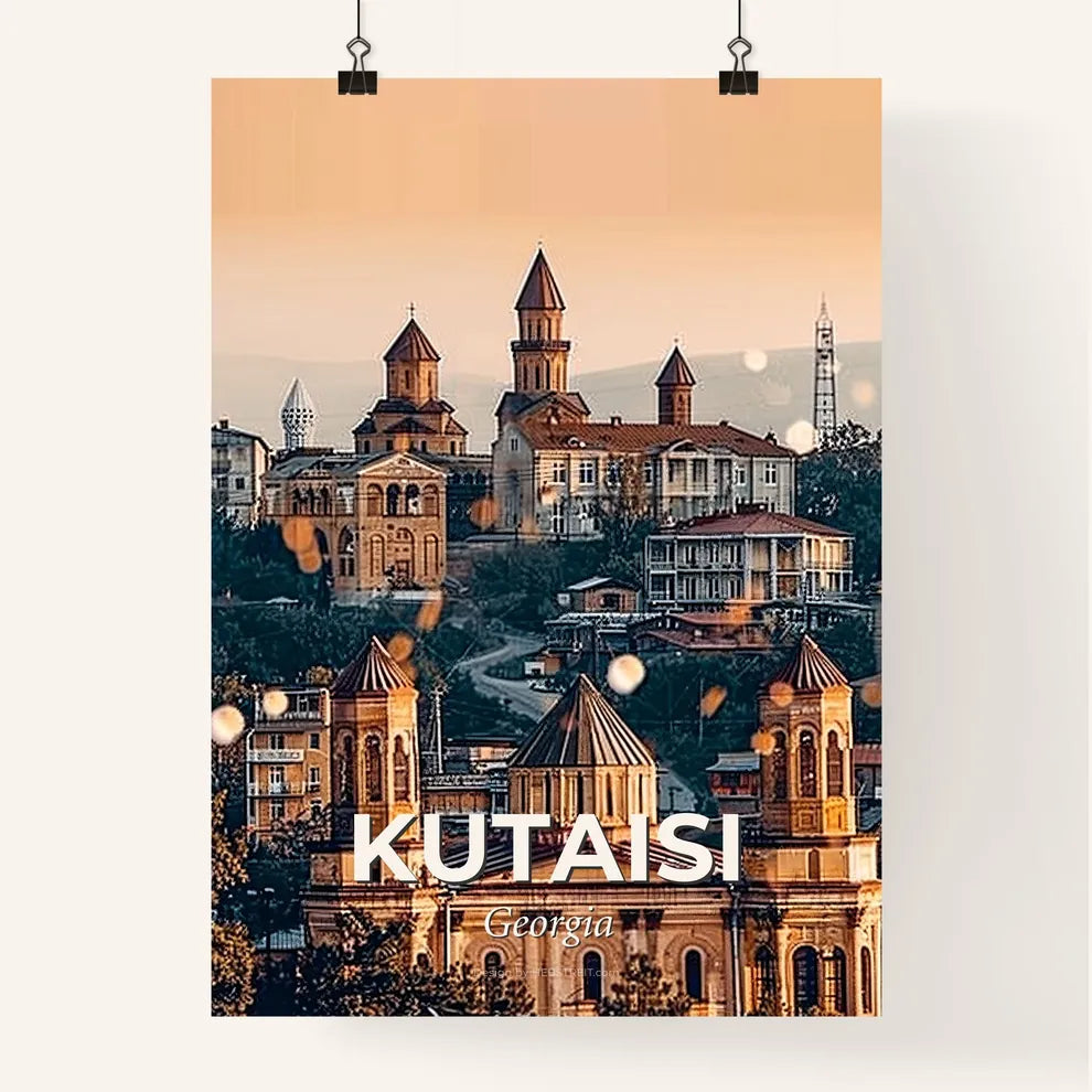 Kutaisi: City Sparks Double Exposure Skyline Art Poster