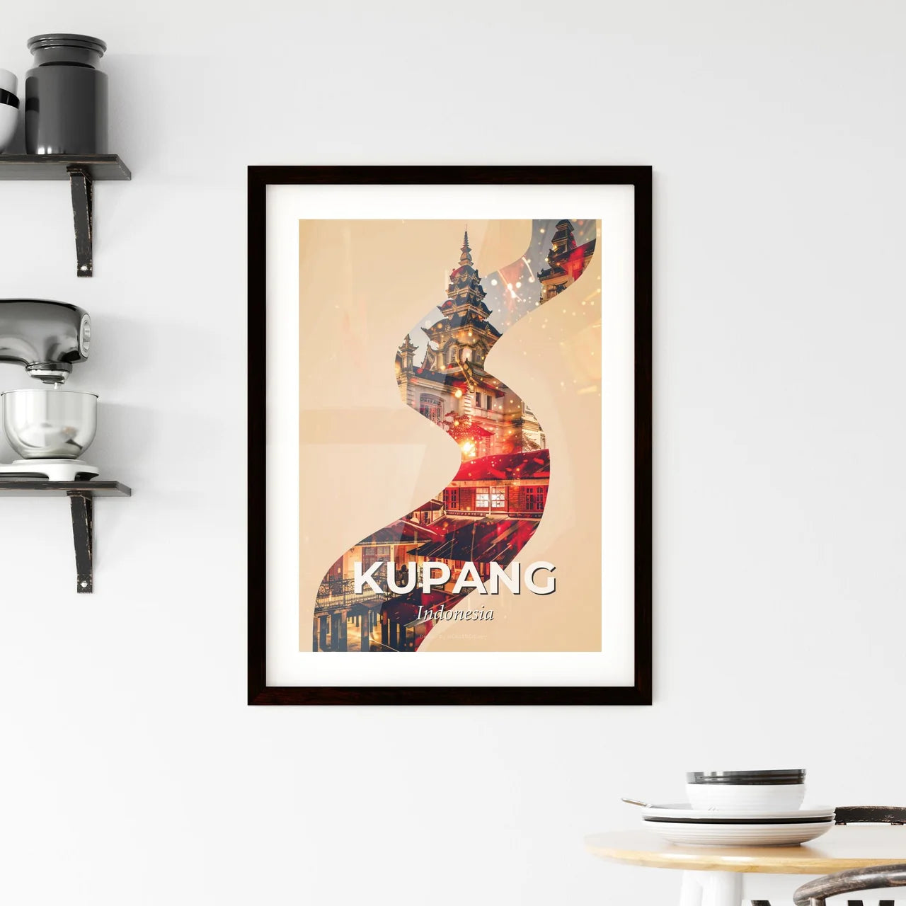 Kupang Skyline Poster Art: Bright Local Charm Framed Print