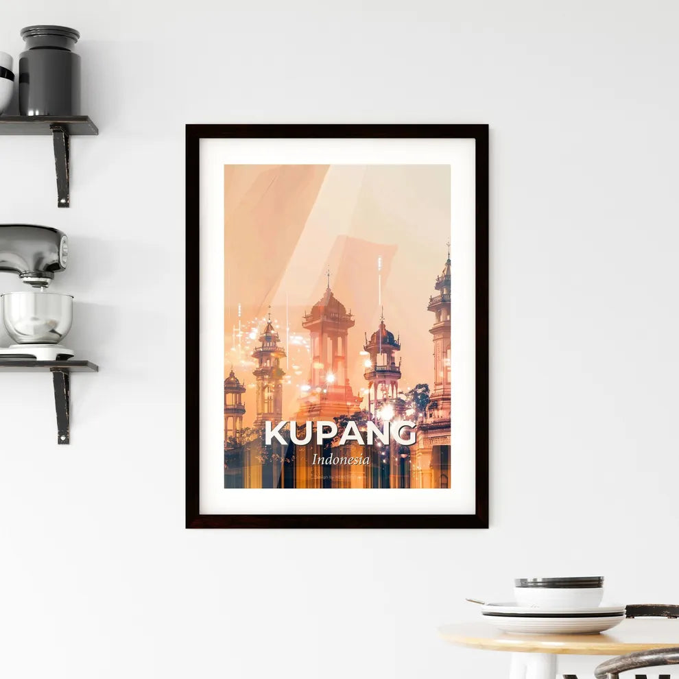 Kupang Skyline Art Print: Iconic Beauty in Vibrant Colors Framed Print