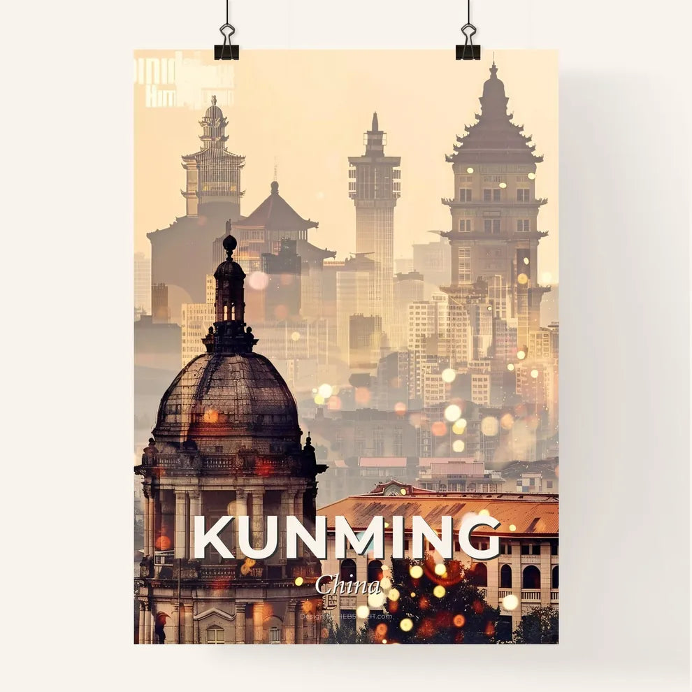 Kunming Skyline Double Exposure Art Poster Poster