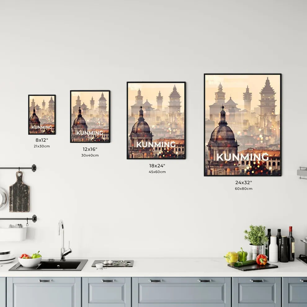Kunming Skyline Double Exposure Art Poster Office Art
