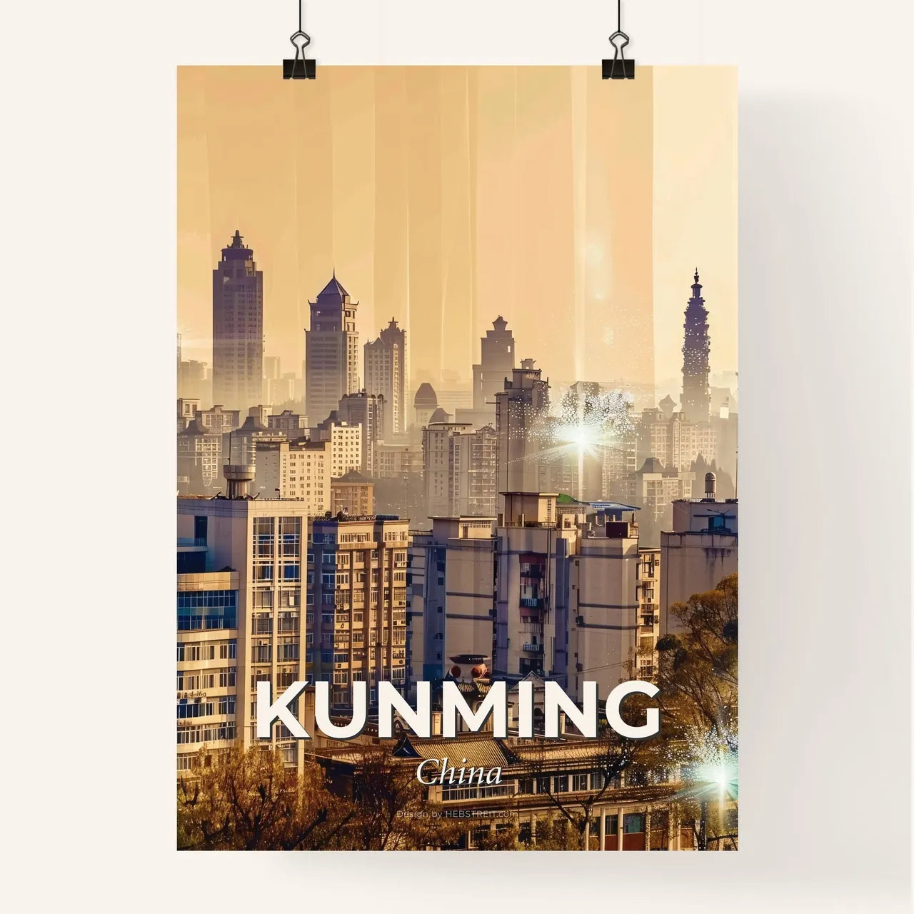 Kunming City Skyline Art Poster Poster