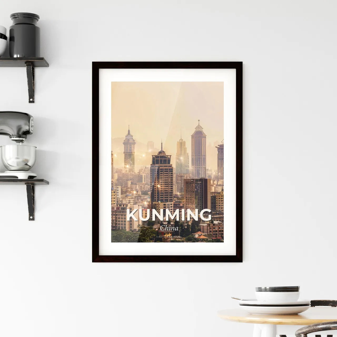 Kunming Cityscape Art Print, Dreamy Skyline Framed Print