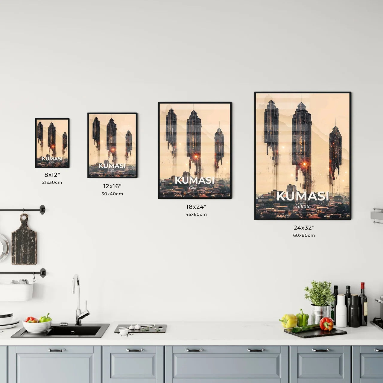 Kumasi Skyline Architectural Double Exposure Office Art