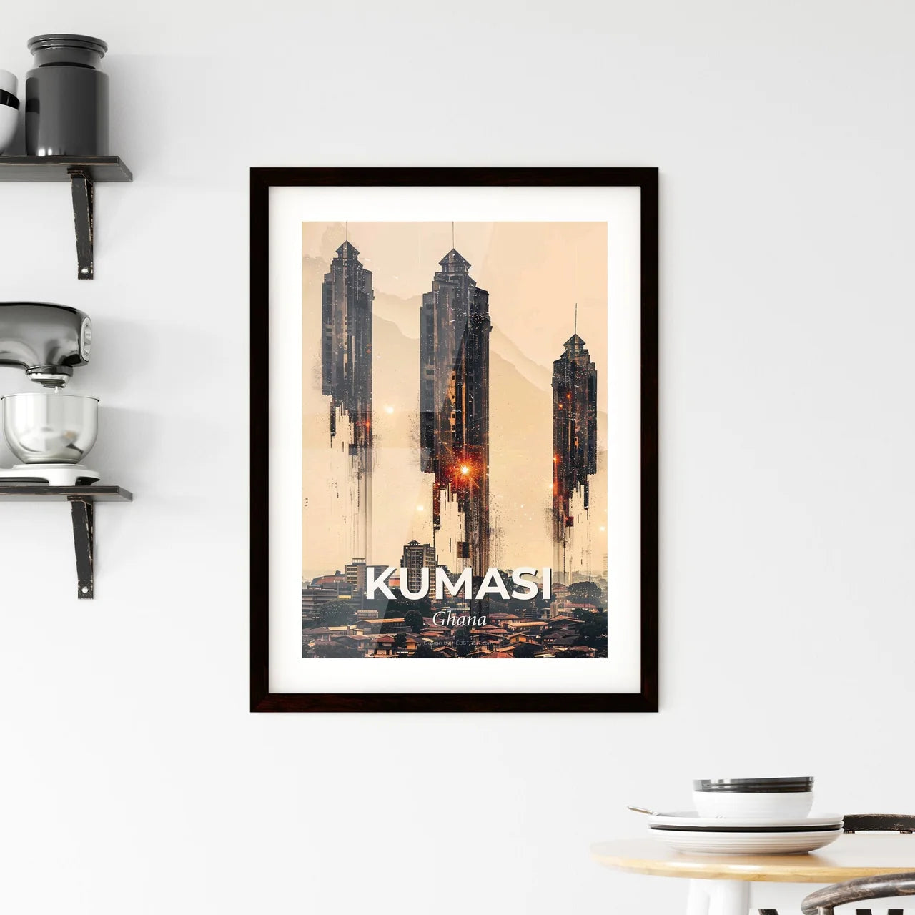 Kumasi Skyline Architectural Double Exposure Framed Print