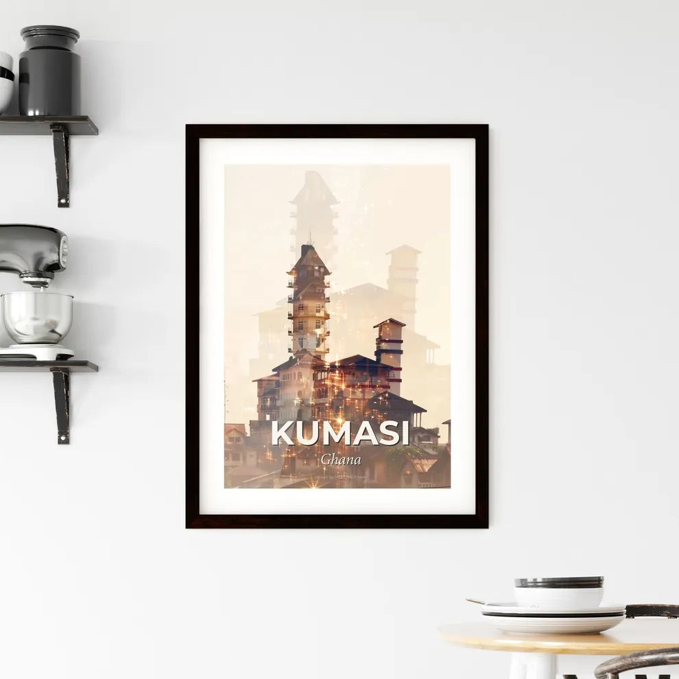 Kumasi: Double Exposure City Skyline Composite Art Framed Print