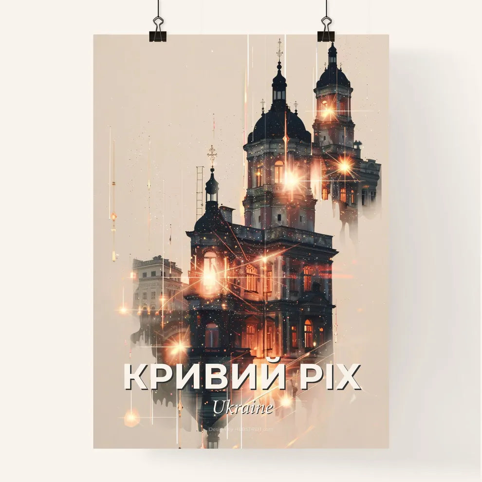Kryvyi Rih Skyline Double Exposure CityScape Art Print Poster