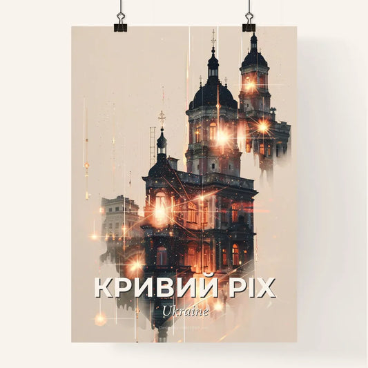Kryvyi Rih Skyline Double Exposure CityScape Art Print Poster