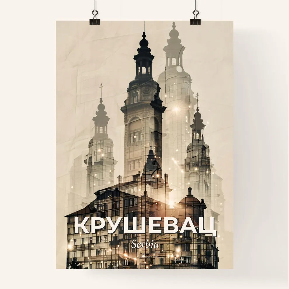 Krusevac Serbia Cityscape Poster Art Skyline Landmarks Beige Poster