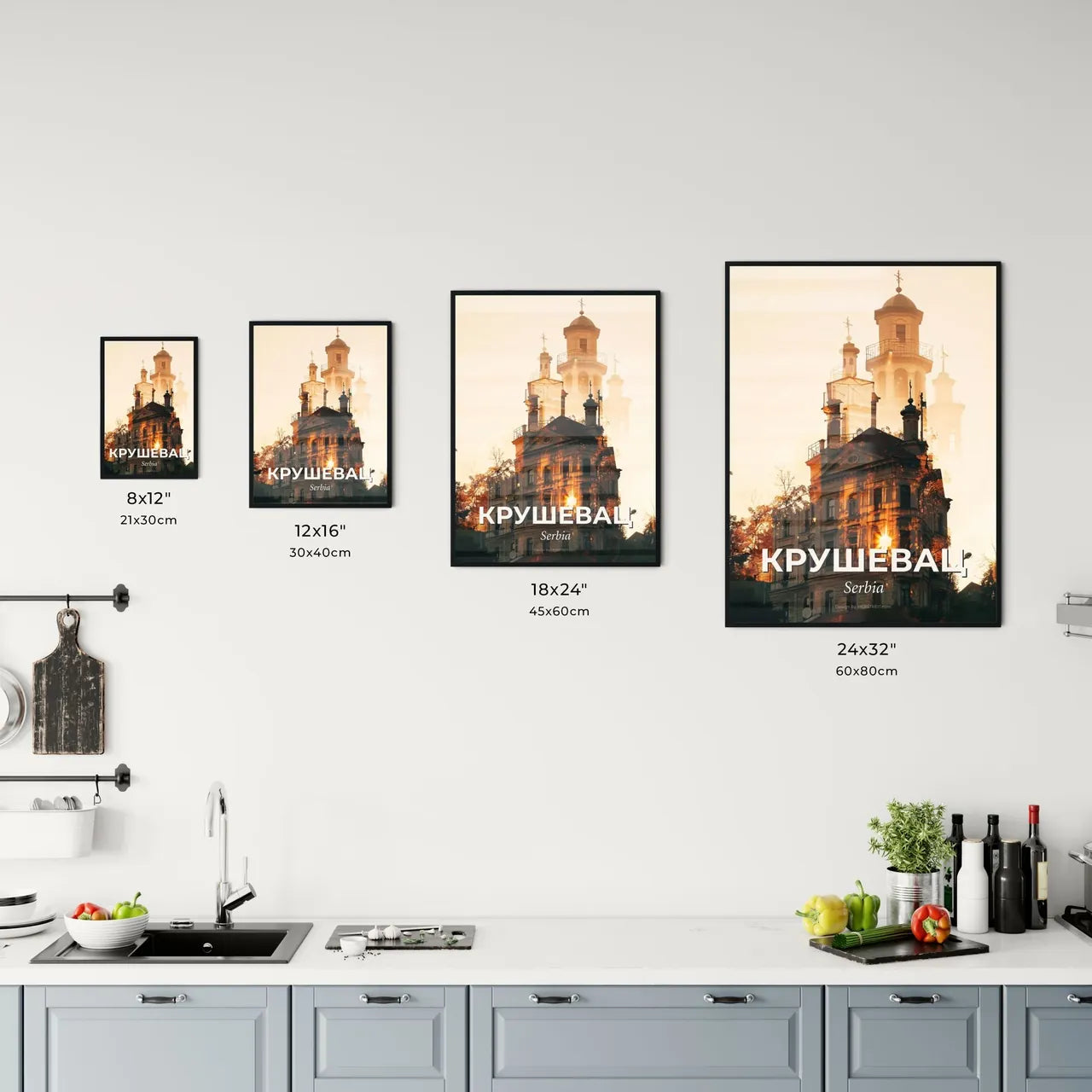 Kruševac Cityscape Skyline Poster Art with Local Architecture Office Art