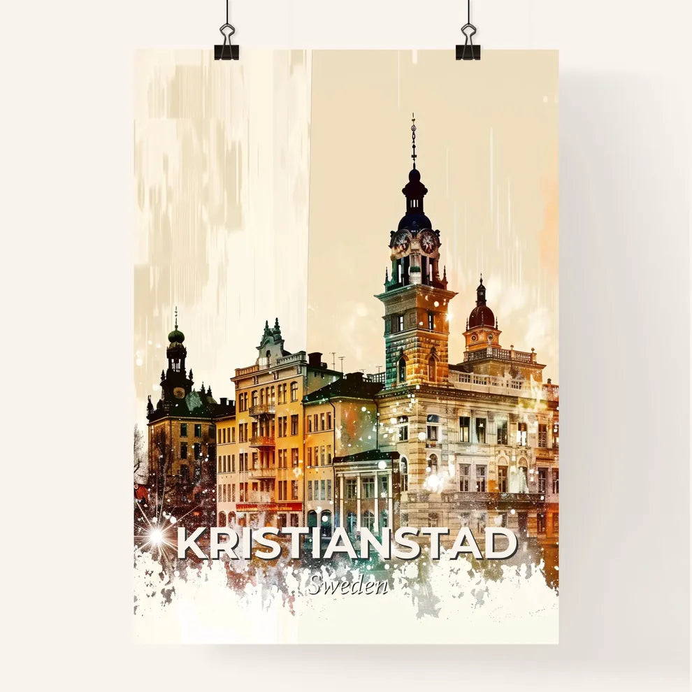Kristianstad City Icons and Skyline Art Poster Poster