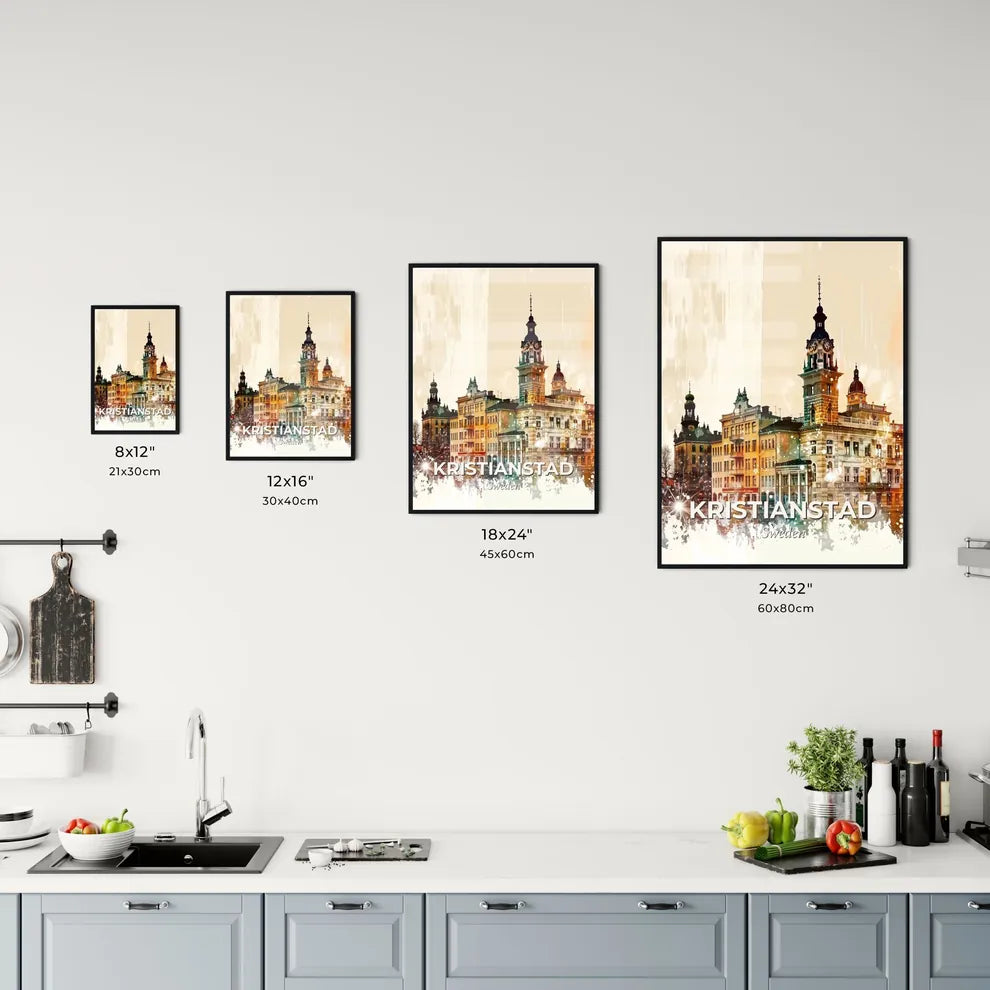 Kristianstad City Icons and Skyline Art Poster Office Art