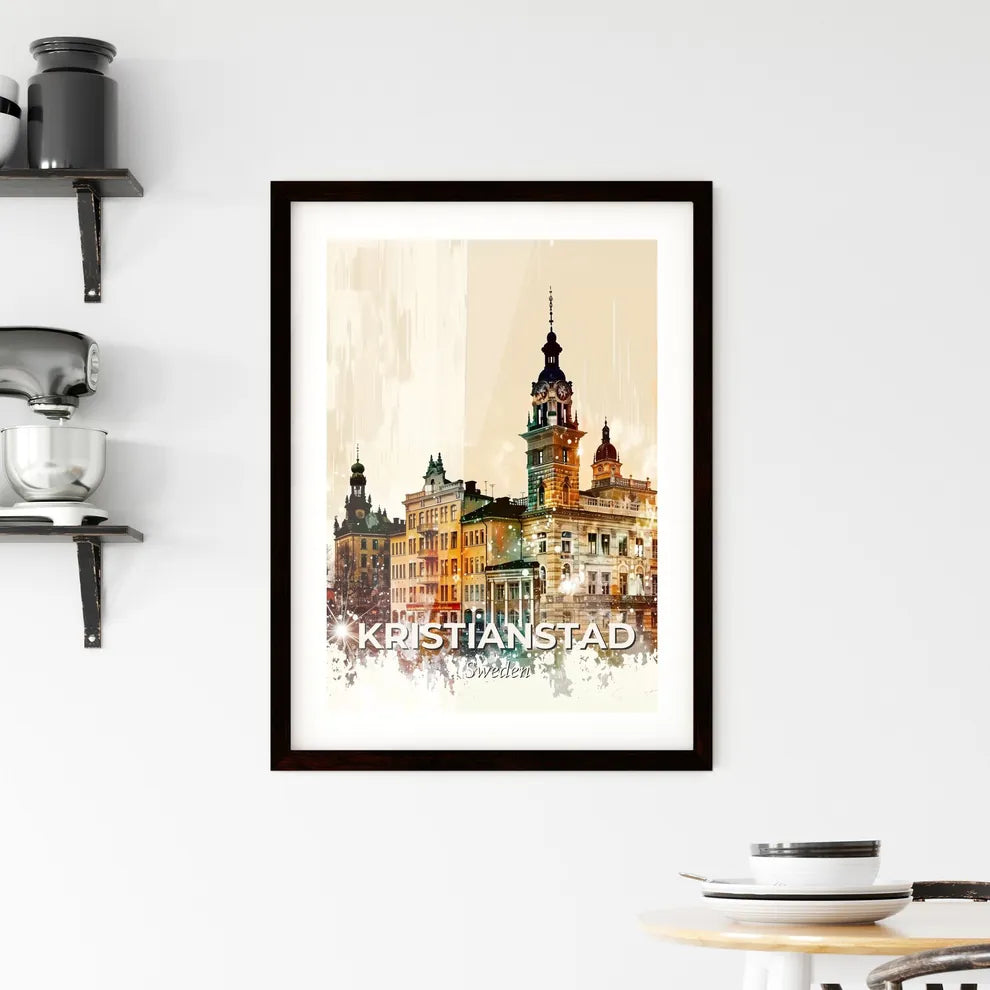 Kristianstad City Icons and Skyline Art Poster Framed Print