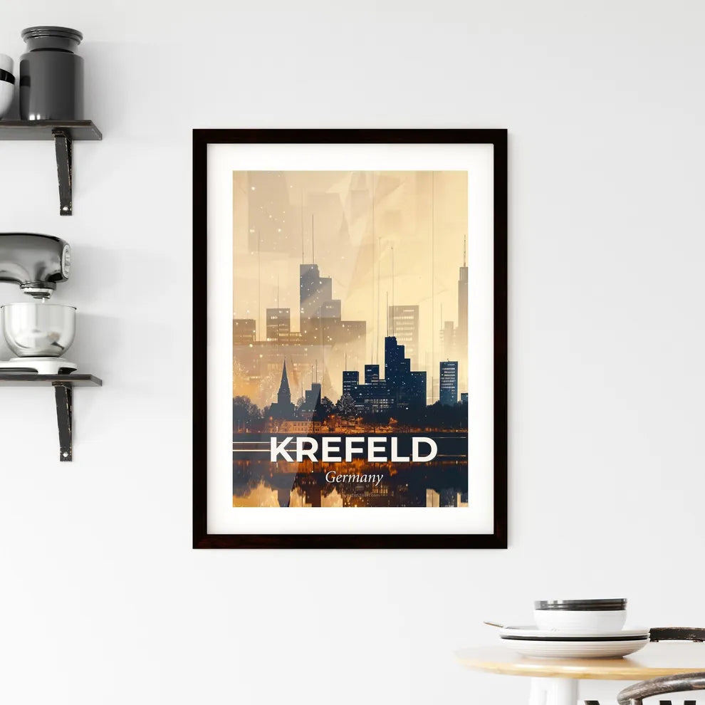 Krefeld City Skyline Poster Art Framed Print