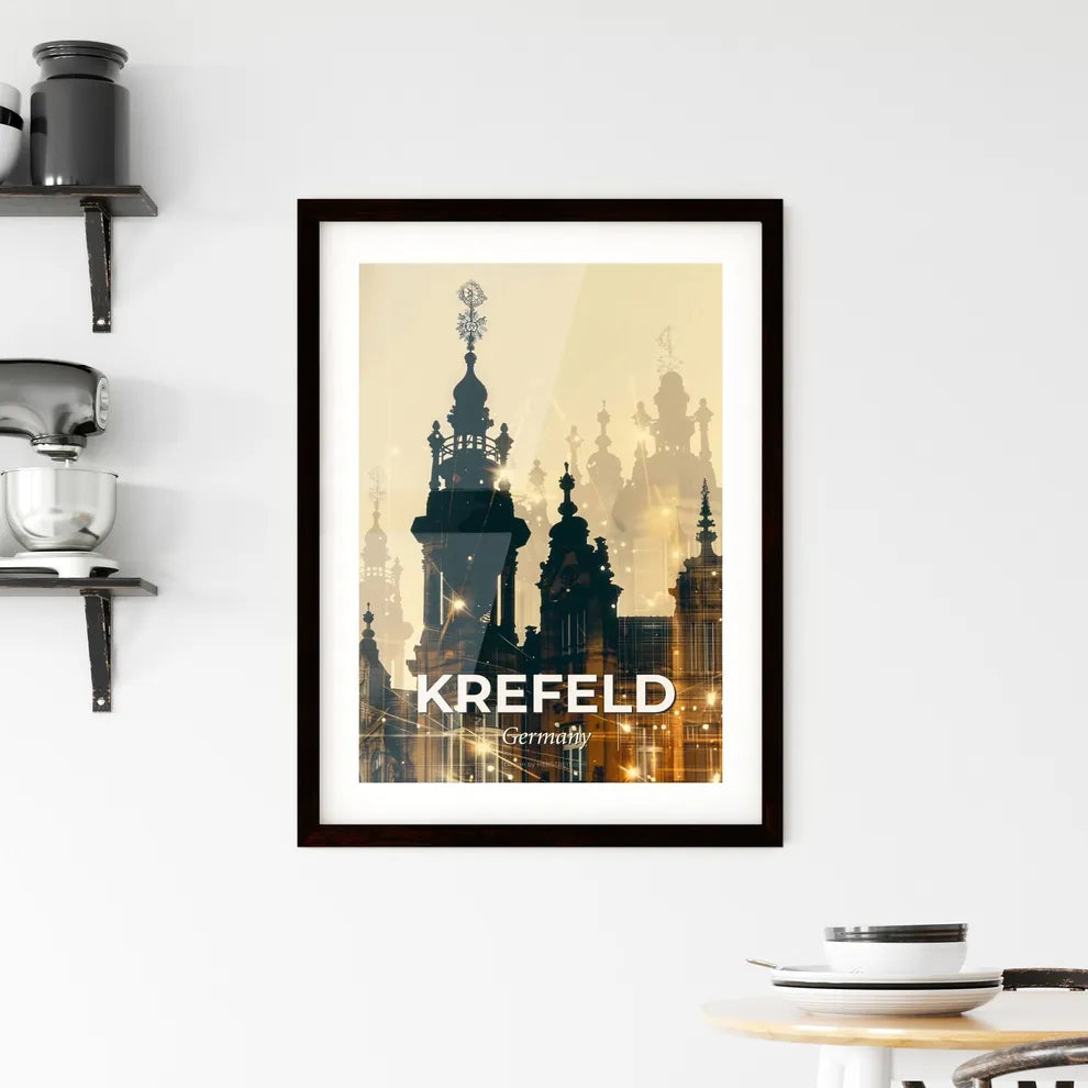 Krefeld City Skyline Composite Art Poster Framed Print