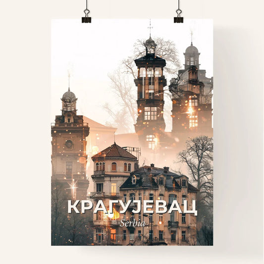 Kragujevac City Icons Double Exposure Poster Poster