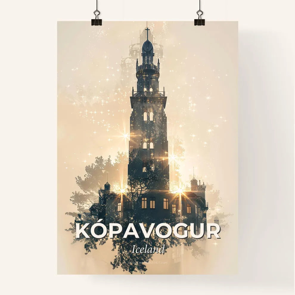 Kópavogur Iceland Double Exposure City Silhouette Art Poster Poster