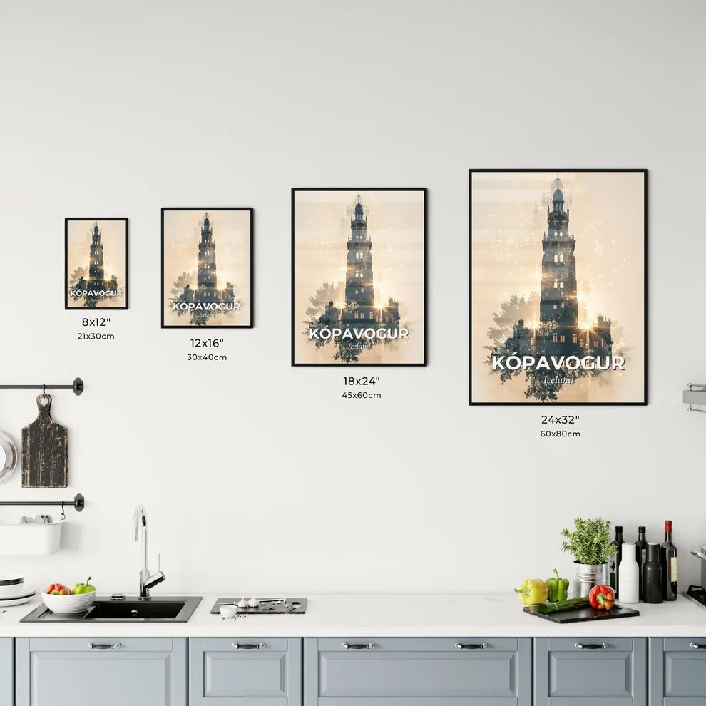 Kópavogur Iceland Double Exposure City Silhouette Art Poster Office Art