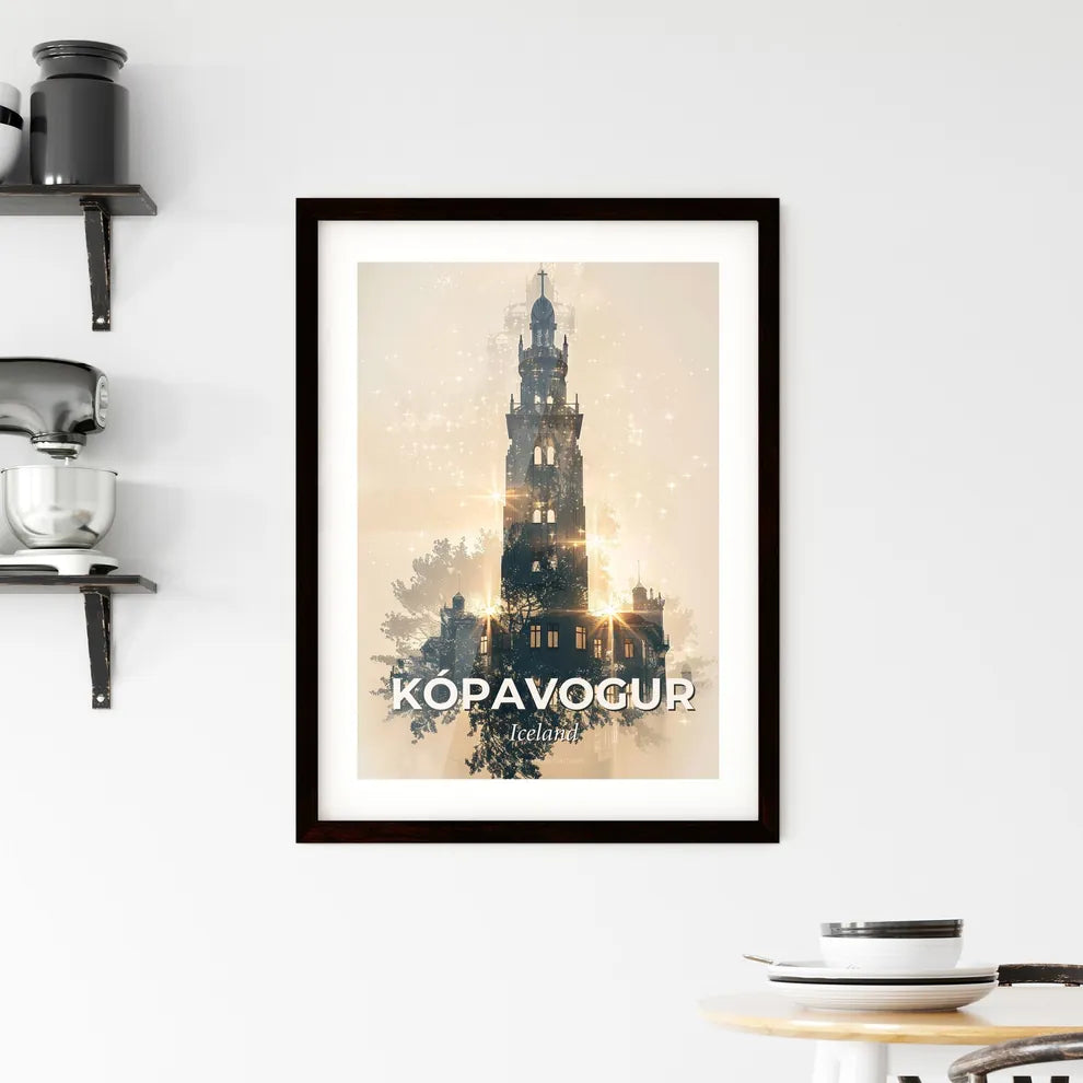 Kópavogur Iceland Double Exposure City Silhouette Art Poster Framed Print