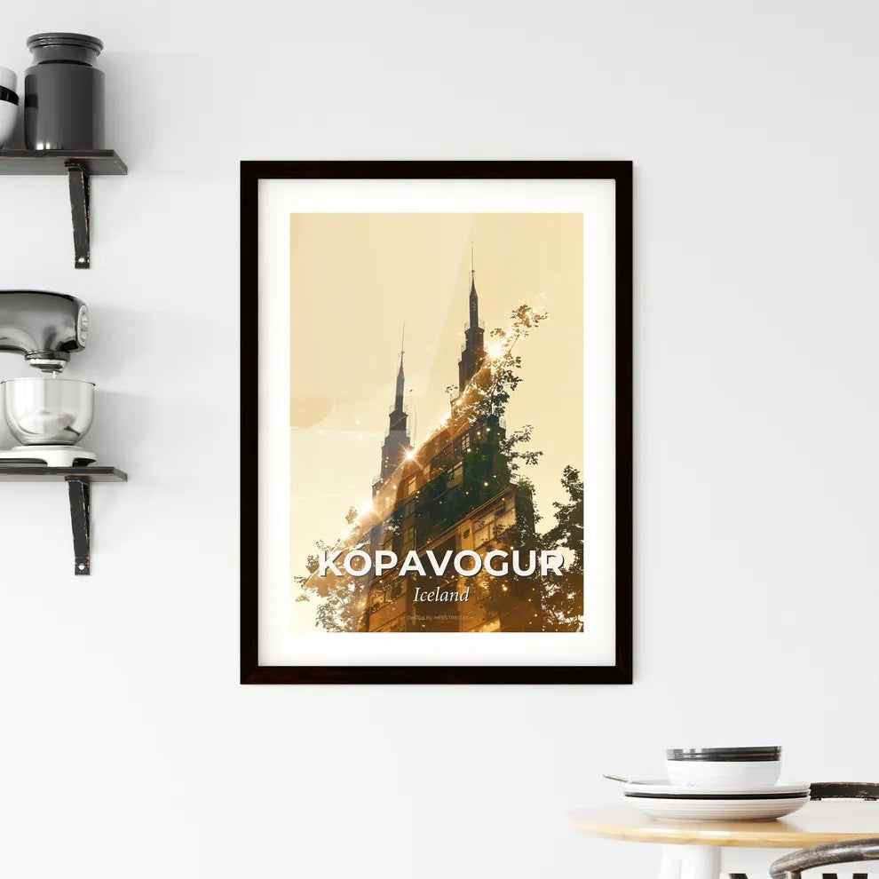 Kopavogur Iceland Skyline Art Deco Poster Framed Print