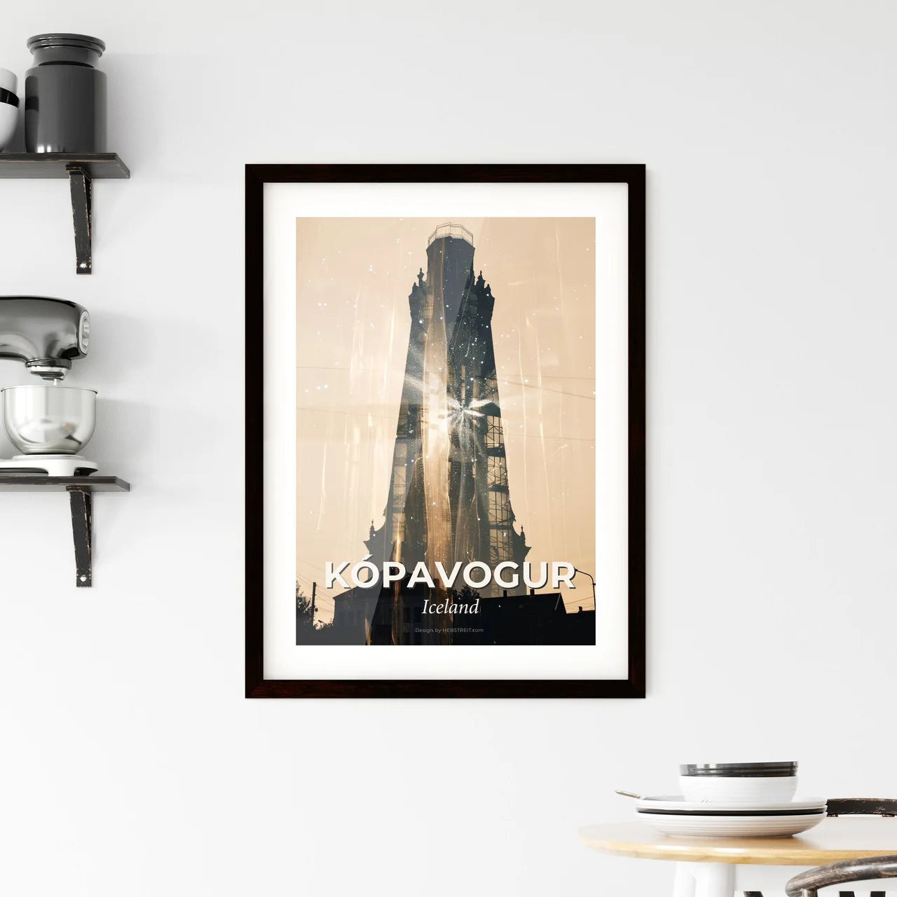Kópavogur Double Exposure Skyline Poster Art Framed Print