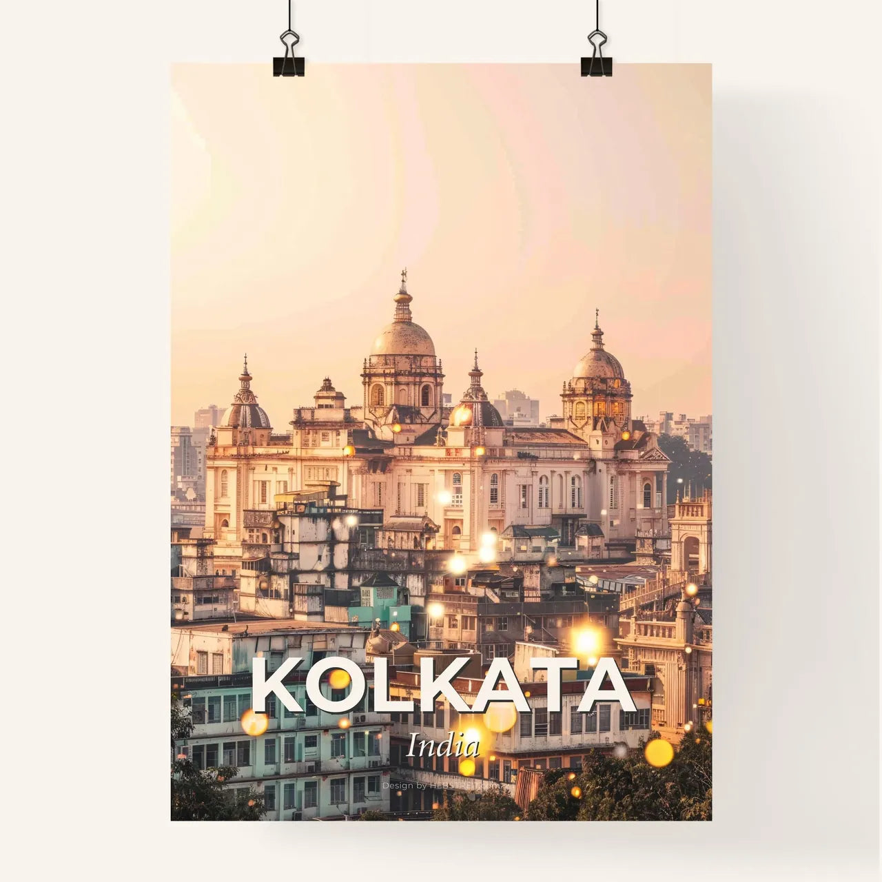 Kolkata Skyline Double Exposure City Lights Glitter Poster
