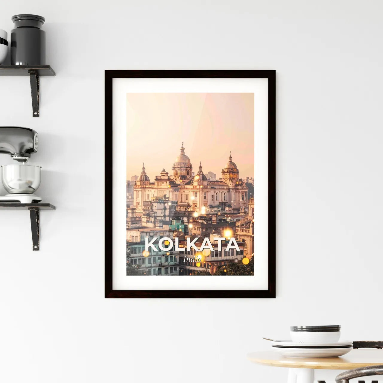 Kolkata Skyline Double Exposure City Lights Glitter Framed Print