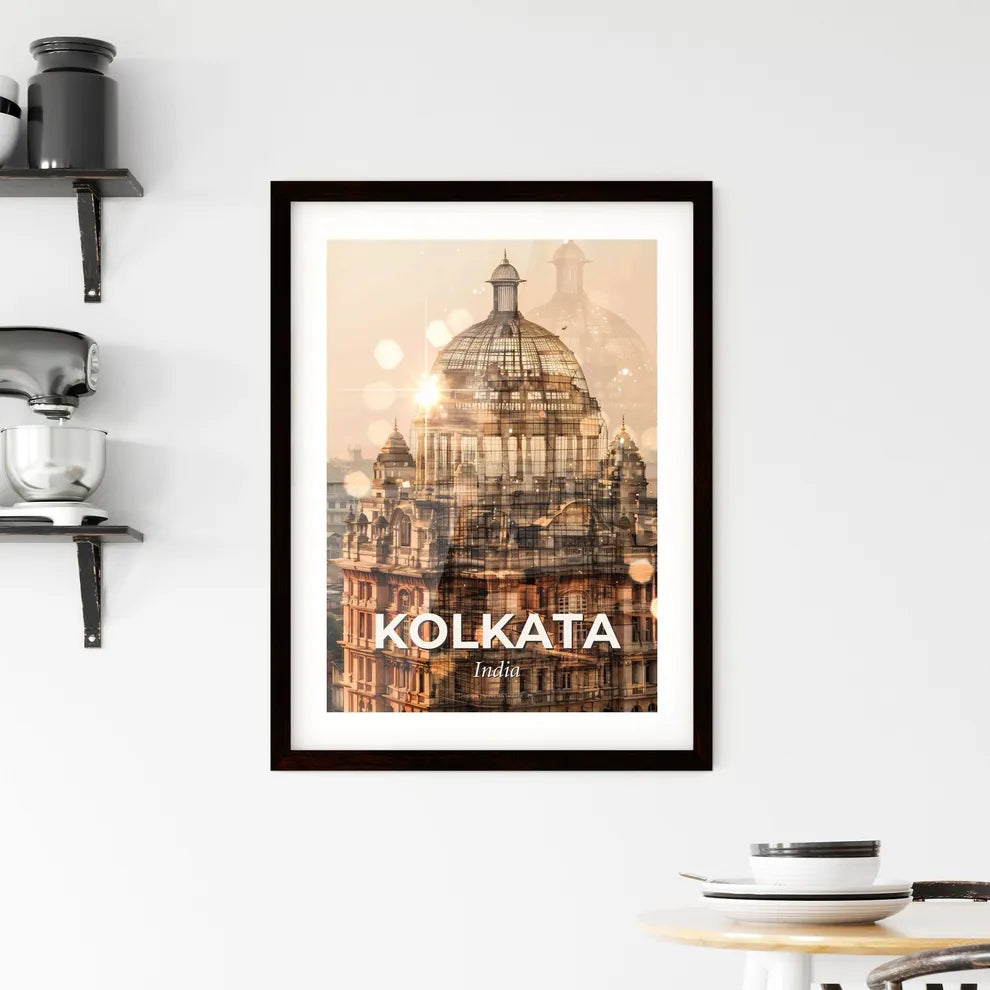 Kolkata Skyline Double Exposure Art Framed Print