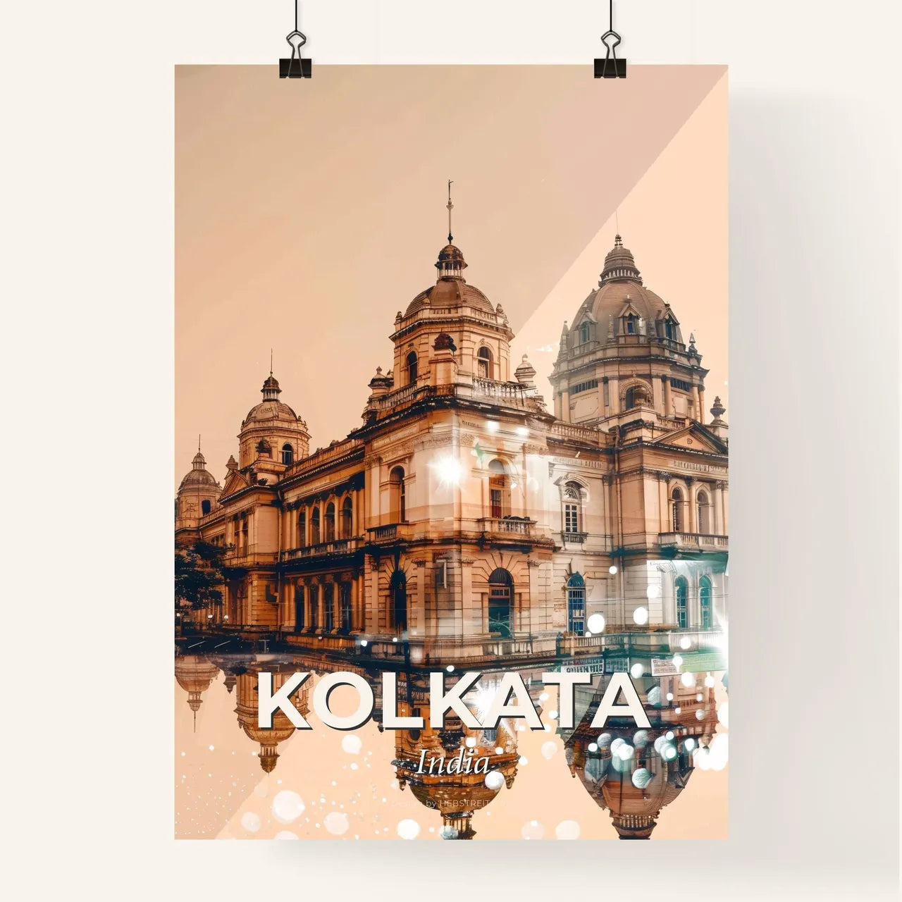 Kolkata Skyline Double Exposure Art Print Poster