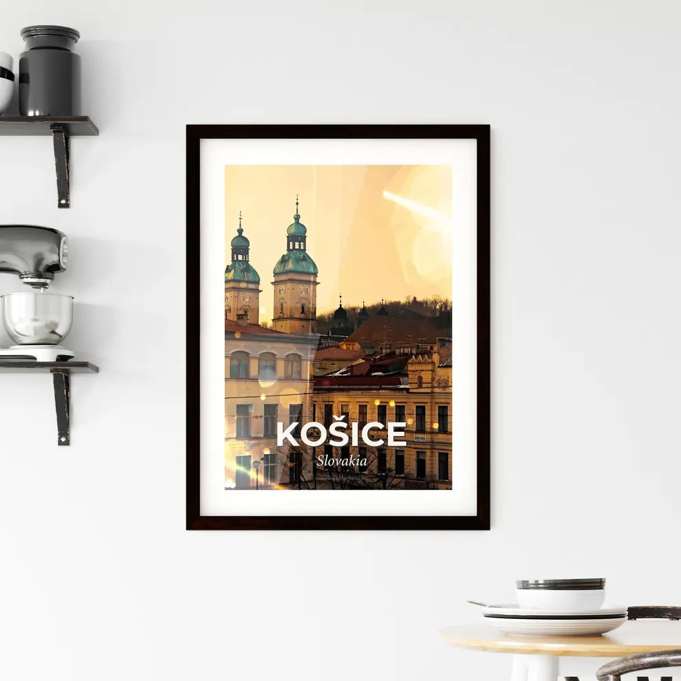Kosice Cityscape Double Exposure Art Poster Framed Print