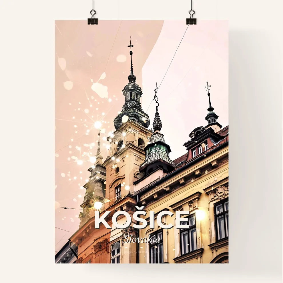 Košice City Skyline Art Poster, Beige Poster