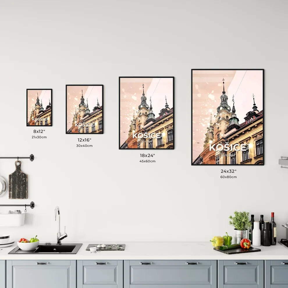 Košice City Skyline Art Poster, Beige Office Art
