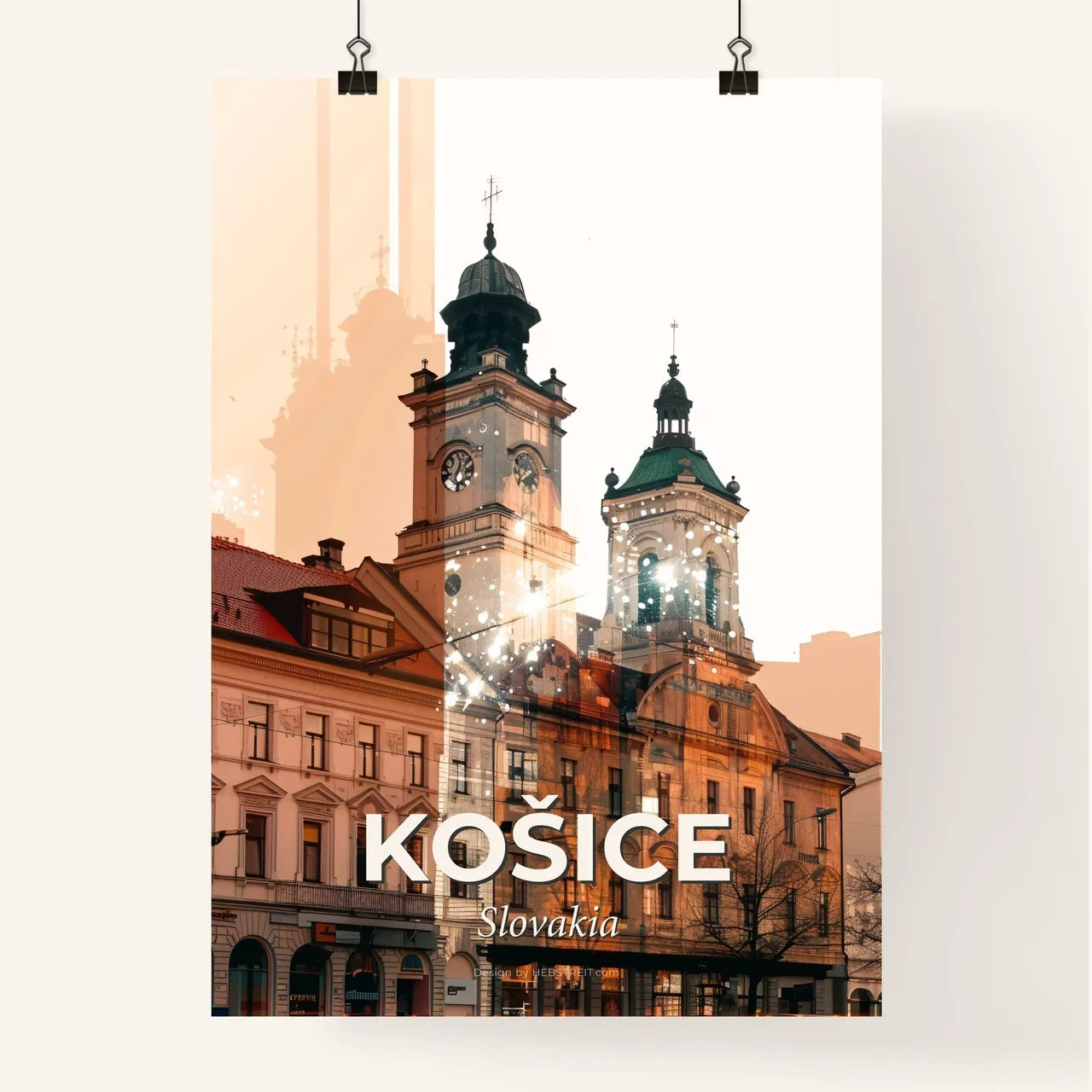 Kosice Skyline Double Exposure Local Colors Poster Poster