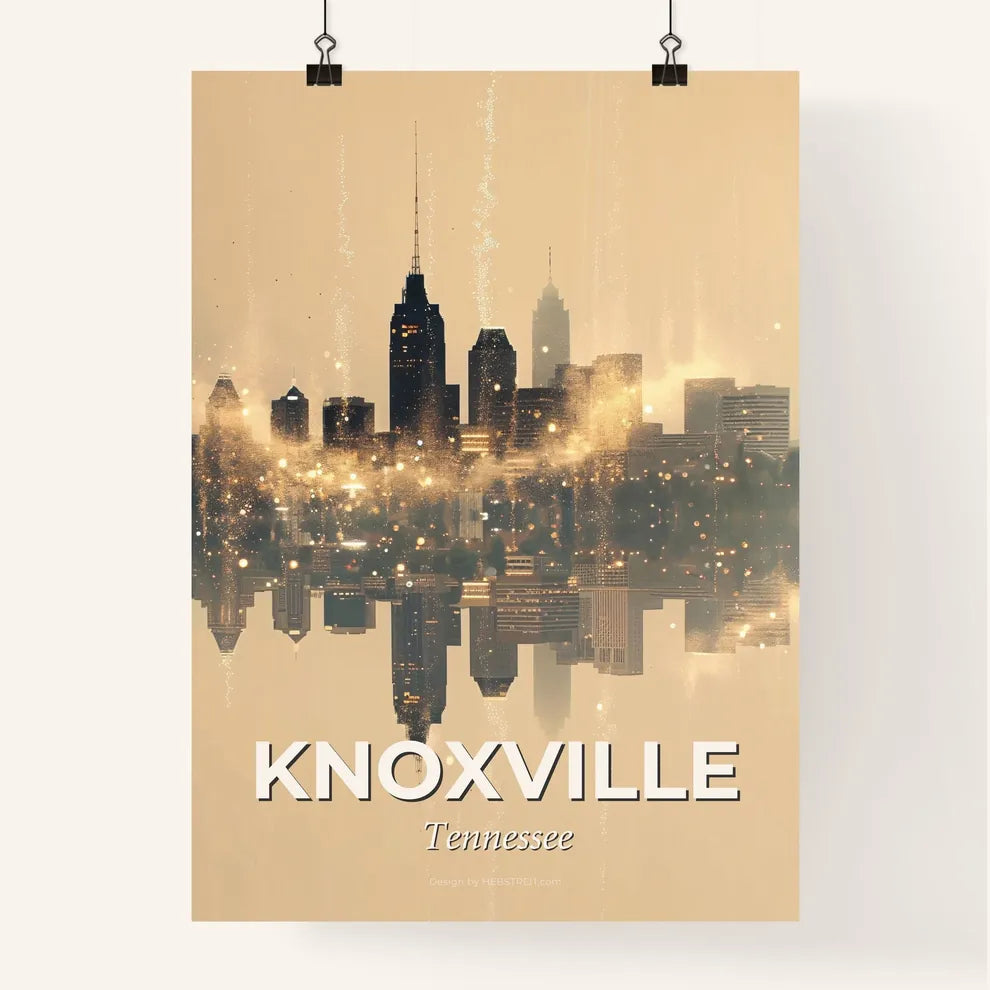 Knoxville City Silhouette Shimmering Night Artwork Poster