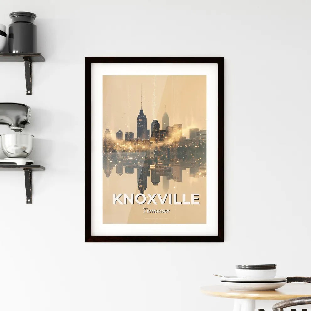 Knoxville City Silhouette Shimmering Night Artwork Framed Print