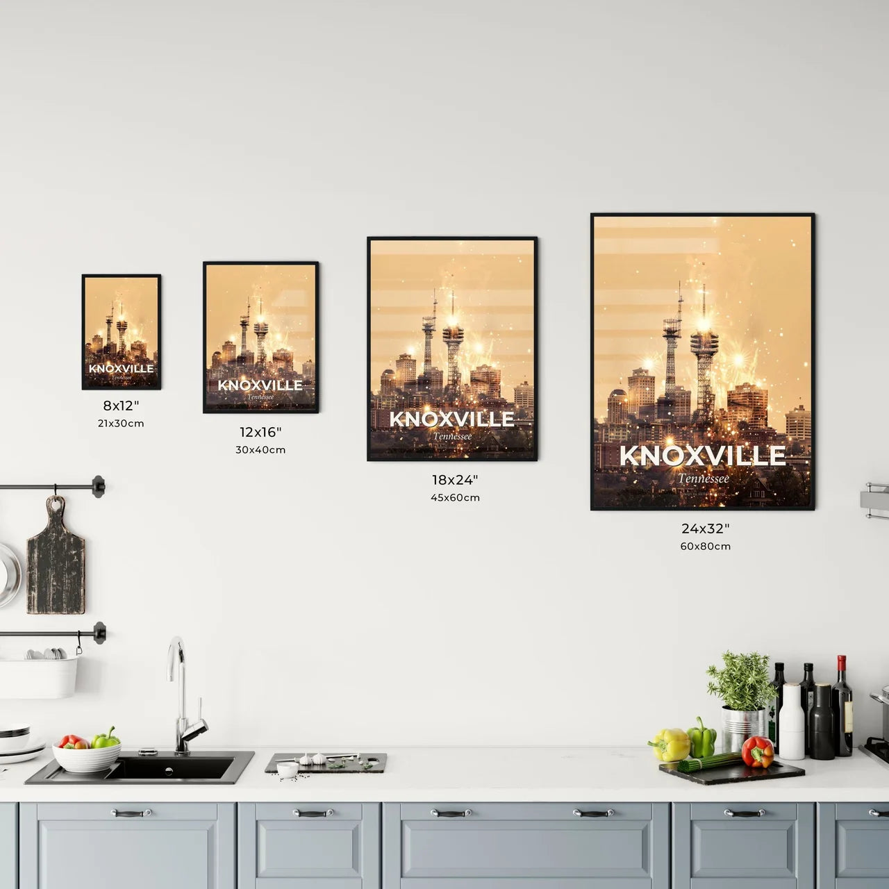 Knoxville Skyline Composite Art: Local Icons with Sparkle Office Art
