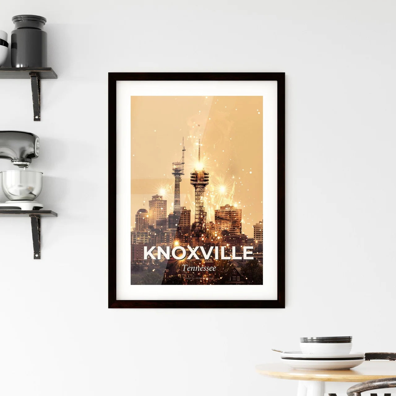 Knoxville Skyline Composite Art: Local Icons with Sparkle Framed Print