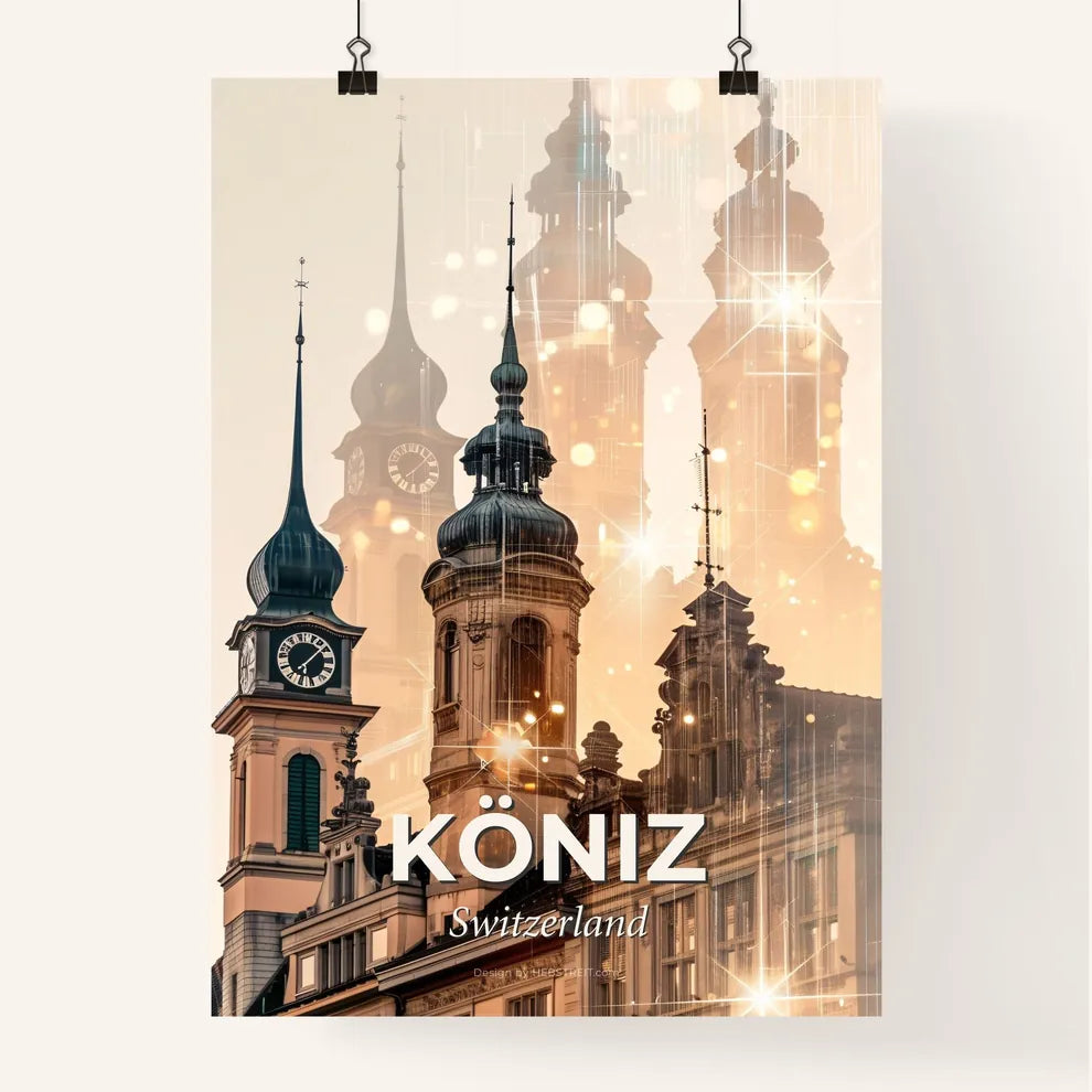 KÃ¶niz Cityscape Art with Swiss Architecture Poster