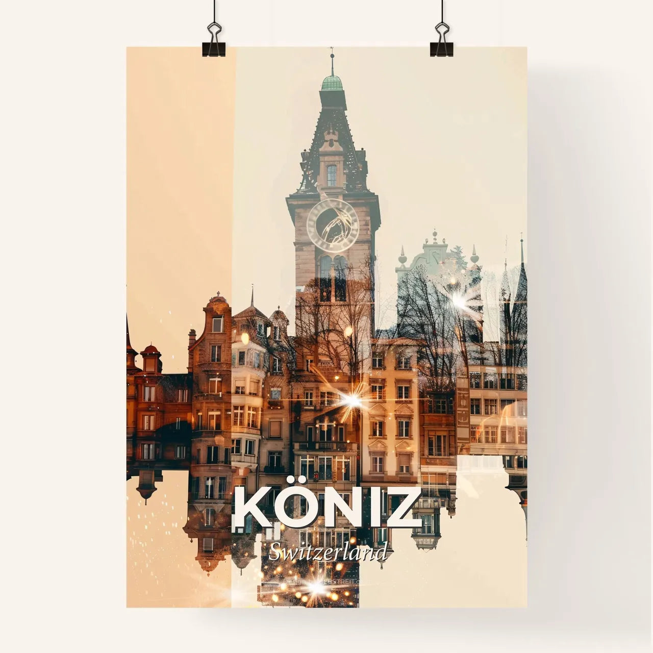 Köniz Skyline Double Exposure Poster Art Poster