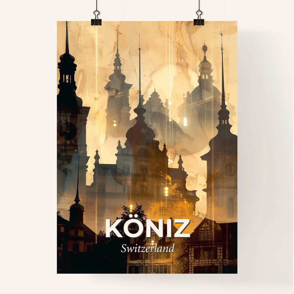 KÃ¶niz Skyline Cityscape Swiss Architecture Beige Poster